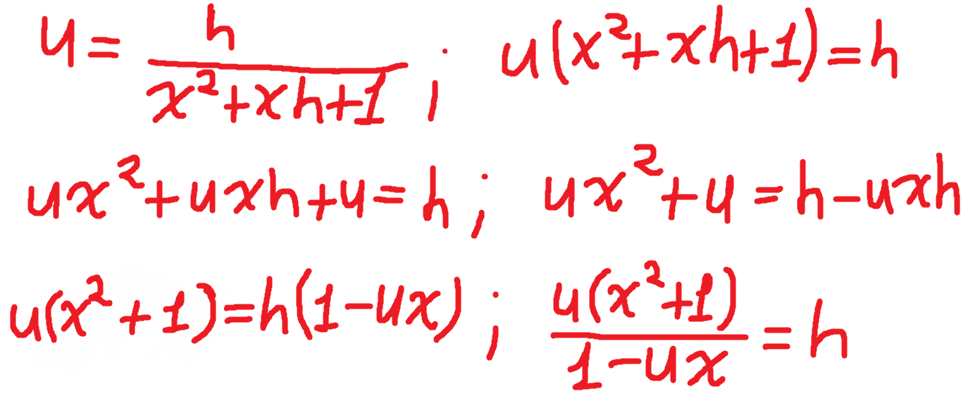 establishing parameter u that equals h divided by x squared plus x times h plus 1