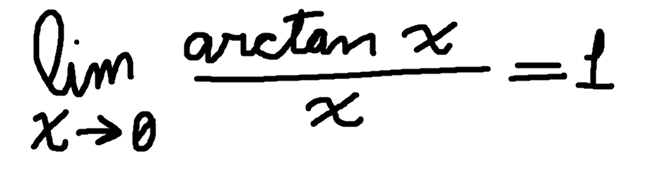 arc notable limit: the limit as x approaches 0 of arctan of x, then divided by x, is equal to 1